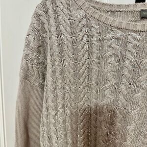 Vince‎ Camuto Metallic Cable Knit Sweater in Beige